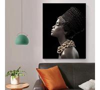 KDXAOBEI Affiches de portrait d'art mural femmes noires imprime des peintures sur toile images d'art mural moderne pour la décoration de salon 60x80 cm (24x31 pouces) sans cadre