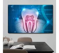 KDXAOBEI Dent dentiste abstrait toile peinture bleu fond affiches et impressions mur art photo salon décor à la maison 25x35cm (10x14in) sans cadre