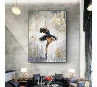 KDXAOBEI Grande œuvre d'art pour salon, art mural moderne, élégante ballerine, décoration murale, peinture imprimée, images murales 60 x 90 cm (24 x 35 pouces) avec cadre noir