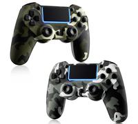 KDYGPDCT Lot de 2 manettes sans fil pour PS4/Pro/PS3, manette de jeu à distance sans fil avec batterie de 1000 mAh | Double choc | Audio | Détecteur de mouvement 6 axes | Bouton de partage (vert +