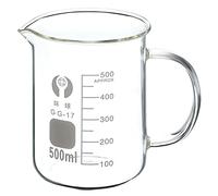 KDYVK Bécher en Verre de 600 ML avec poignée, Verre borosilicaté 3,3 gradué avec échelle imprimée, Tasses à mesurer avec Bec verseur for liquides de Laboratoire de Cuisine, Transit, ébullition(500ml)