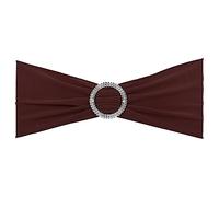 KDYVK Lot de 25 nœuds de Chaise Extensibles de 35,6 x 12,7 cm avec Boucle coulissante for décorations de Banquet de Mariage, Marron Clair(Dark Brown)