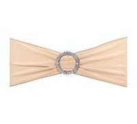 KDYVK Lot de 25 nœuds de Chaise Extensibles de 35,6 x 12,7 cm avec Boucle coulissante for décorations de Banquet de Mariage, Marron Clair(Champagne)