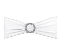 KDYVK Lot de 25 nœuds de Chaise Extensibles de 35,6 x 12,7 cm avec Boucle coulissante for décorations de Banquet de Mariage, Marron Clair(White)
