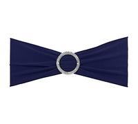 KDYVK Lot de 25 nœuds de Chaise Extensibles de 35,6 x 12,7 cm avec Boucle coulissante for décorations de Banquet de Mariage, Marron Clair(Dark Blue)