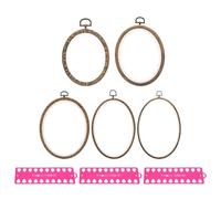 KDYVK Lot de 5 cerceaux à Broder, 5 pièces, Cadre Ovale en Bois imité, Anneau de Point de Croix for Broderie, Artisanat, Couture, Ornements, décoration Suspendue