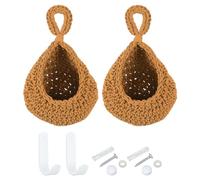 KDYVK Paniers à Fruits Suspendus for, Lot de 2 Grands paniers Suspendus tissés à la Main en Forme de Larme for décoration d'intérieur, for ail, Pommes de Terre, légumes, Marron(Caramel Color,Mini)