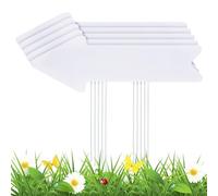 KDYVK Panneaux fléchés Vierges de 17 x 6 Pouces avec piquets, Lot de 10 Panneaux directionnels en Plastique for Mariage, Jardin, Parc, Avertissement, Vente de Garage, fête d'anniversaire, Blanc