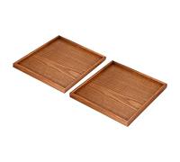 KDYVK Plateau de Service en Bois de 12 Pouces, Lot de 2 Plateaux décoratifs carrés for décoration intérieure, Table de Cuisine, bougeoir, Marron