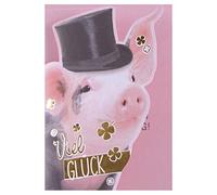 KE - Carte d'anniversaire humoristique au format B6, avec enveloppe et texte prêt à l'emploi à l'intérieur - Cadeau pour toutes les occasions - Motif : cochon