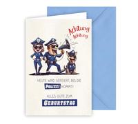 KE Carte de vœux d'anniversaire, format B6, impression en carton avec enveloppe, motif de police et berger