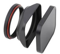 KE88FENG Pare-Soleil carré en métal for haoge LH-X200B Noir avec Capuchon et Bague d'adaptation 49 mm for Appareil Photo for fujifilm X100V X100S X100T X100F X70(LH-X200B-Cap)