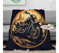 KeAan Moto Vintage Couverture en Molleton De Couverture De Flanelle Imprimée De Moto pour Lit- Couverture De Canapé - Enfant Adulte - All Saisons 60x80inch(150x200cm)