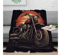 KeAan Moto Vintage Pillow Couvertures en Moto Couvertures en Micro-Polaire Douces pour Canapé-lit Couverture Chaude en Peluche Adaptée À Toutes Les Saisons 60x80inch(150x200cm)