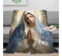 KeAan Vierge Marie Couverture Imprimée - Couverture Polaire Légère avec Imprimé Style Religieux Vintage - pour Canapé, Cadeau pour Garçons, Filles, Adultes 60x80inch(150x200cm)
