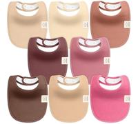 KeaBabies 8-Pack Bavoirs Bio Bébé Fille et Garçon - Bavoirs Bébé en Coton, Bavoirs de Dentition Bébé Anti-bave, Doux et Absorbants, Lavables pour Nourrissons et Tout-Petits (Rosewood)