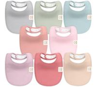 KeaBabies 8-Pack Bavoirs Bio Bébé Fille et Garçon - Bavoirs Bébé en Coton, Bavoirs de Dentition Bébé Anti-bave, Doux et Absorbants, Lavables pour Nourrissons et Tout-Petits (Muted Pastel)