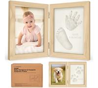 KeaBabies Set d'empreintes de mains et pieds de bébé - Cadeaux pour bébés filles et garçons - Set d'empreintes personnalisées de pieds de bébé, Kit d'empreintes de mains pour nouveau-né (Ash Wood)