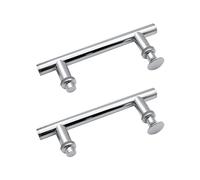 KEABATH Lot de 2 poignées de porte de douche rondes en acier inoxydable avec bouton en plastique de 145 mm de diamètre pour cabine de douche, cabine de douche