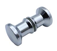 KEABATH Poignée de porte de douche ronde chromée en alliage de zinc pour cabine de douche, 6 cm x 3 cm, argent, 2 boutons de porte ronds