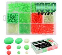 Keadic 1050 pcs Glow Pêche Perle assorties Plastique Souple lumineux de forme ovale Perles Perles rondes Assortiment kit Leurres de pêche Biats Perles matériel de pêche outils oeufs Pêche