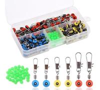 Keadic 200 pcs 3 - Couleur pêche Sinker Diapositives Crochet Queue Clip connecteur pivotant et Vert Glow Perles de pêche Petite Pêche kit d'accessoires Facile d'utilisation