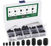 Keadic 236Pcs Internal Hex Drive Cup-Point Screws Assortment Kit, 10 Sizes Alloy Steel Hex Socket Set Cap Point Grub Screws, Socket Head Cap Screws Grub Screws, Black (1/8" to 3/8")