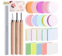 Keadic 24 Piece Linogravure Plaque Kit Linogravure Caoutchouc Block Printing Starter Linoleum Plate avec Papiers Calques, Bloc de Mélange pour la Gravure et DIY Impression en Reliefs