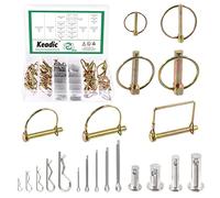 Keadic 254 Pcs 304 en Acier Inoxydable Cotter Pin et Zinc Plaqué Lynch Kit Assortiment Avec Clevis Pin, Pins Remorque R Clips Arc Carré Rond Arbre Verrouillage Pour Jardin Agricole