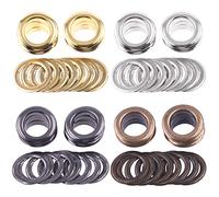 Keadic 32 Sets 25mm 1" Thickened Grommets Eyelets Assortment Kit, Bronze Silver Gold Gun Black Metal Eyelet Grommet for DIY Leather Clothing Shoe Bags Crafts