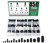 Keadic 450 Pcs Assortiment de Vis À Tête Hexagonale en Acier Inoxydable,Y Compris 15 Tailles M3/4/5/6/8, Vis Hexagonales Internes en Acier Inoxydable pour Poignées de Port