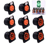 Keadic 8-Pack XLR Mâle Et Femelle Jack 3 Pin - Chassis Panel Mount Jacks D Series Size, Black Metal Housing - Parfait Pour La Série D Pattern Holes Audio Studio Connector