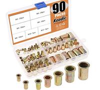 Keadic 90 pcs métrique mixtes Plaqué zinc Acier carbone Écrou de Rivet Tête plate fileté Insert Nutsert Assortiment kit - Plusieurs tailles : : M3 M4 M5 M6 M8 M10 M12