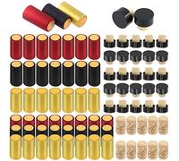 Keadic 90 Pièces Wrap Caps Vin Capsules Rétractables et 10 Bouchons en LièGe Naturel Bouchon, Bouchon Bouteille Champagne, Pour Garder Le Vin Frais(3 Couleurs)