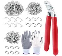 Keadic Anneaux à tête angulaire et anneaux galvanisés de 360 pièces, kit d'installation professionnel avec gants de protection, pour rembourrage, tennis, saucisses