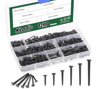 Keadic Assortiment de 1200 clous de chaussures antidérapants en acier au carbone pour bottes, talons en cuir, semelles et chaussures - Noir - 10/13/16/19/22/25 mm