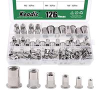 Keadic Assortiment de 126 écrous à rivets métriques en acier inoxydable 304 - M3 M4 M5 M6 M8 M10