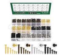 Keadic Assortiment de 2200 petites vis autotaraudeuses de 4 couleurs, M2 x 5/6/8/10 mm, M2,6 x 12/16 mm, mini vis à bois à tête cruciforme plate avec étui en plastique (noir, bronze, argent, or)