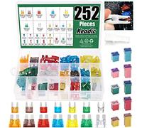 Keadic Assortiment de 252 fusibles à lame de voiture avec un outil d'extraction pour Ford Chevy/GM Nissan et Toyota Pickup, voitures et SUV - 5 A, 7,5 A, 10 A, 15 A, 2