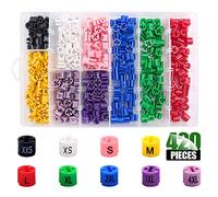 Keadic Assortiment de 420 marqueurs de taille en plastique de 9 tailles communes XXS à 4XL pour cintres avec boîte de rangement