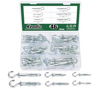 Keadic Assortiment de 46 vis d'ancrage pour mur creux de 6 tailles, M4 x 32, M4 x 38, M5 x 37, M5 x 52, M6 x 52, M6 x 65, boulons Molly robustes en acier plaqué zinc pour fixation de plaques de plâtre