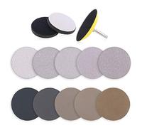 Keadic Assortiment de 50 disques de ponçage secs et humides/secs de 7,6 cm en oxyde d'aluminium, grains multiples 80-7000, avec support de tige de 6,35 mm et tampon en mousse souple pour disque de