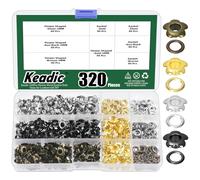 Keadic Kit de 320 ensembles de rivets métalliques multicolores de 3/16 pouces (5 mm), rivets pour couture en argent/or/bronze/noir canon fleurs pour cuir, tissu, vêtements, ceintures, chaussures