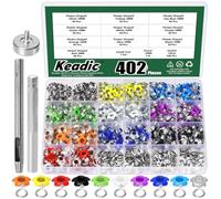 Keadic Kit de 402 œillets multicolores de 5 mm avec outils d'installation, assortiment de fleurs pour couture, œillets en métal pour cuir, tissu, vêtements, ceinture, chaussures, sacs, accessoires de