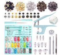 Keadic Kit de boutons-pression avec pince, 31 couleurs, 408 ensembles de boutons T5 en plastique, projets de bricolage, boîte de rangement incluse