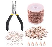 Keadic Kit de Fabrication de Bijoux 102 Pièces 9 mètres Kit de Chaînes avec 3mm de Chaînes en Métal Tordues, Fermoirs, Bagues Ouvertes et Pinces à Bijoux pour Bracelet, Boucle d'Oreille, Chaîne de