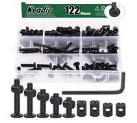 Keadic Kit de remplacement de 122 pièces M6 x 15/20/25/30/35 mm pour lit de bébé, boulons hexagonaux, écrous cylindriques, kit pour meubles, berceaux, 1 clé hexagonale et boîte en plastique gratuite.