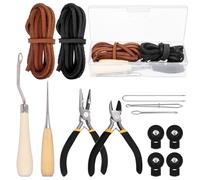 Keadic Kit de remplacement de gants de softball et de baseball de 13 pièces contenant des lacets en cuir de 200 cm, une aiguille à lacets, un enfile-cordon et des verrous de gants, un poinçon à