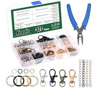 Keadic Le kit de fabrication de porte-clés de 321 pièces contient des fermoirs pivotants, des anneaux de porte-clés, des anneaux ouverts, des rallonges de chaîne et une pince à bijoux, des fournitures