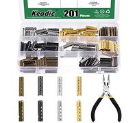 Keadic Lot 201 embouts de lacets métal tête plate/rond pince à nez 4 trous forme balle chaussures, sweats, pantalons (6 couleurs)